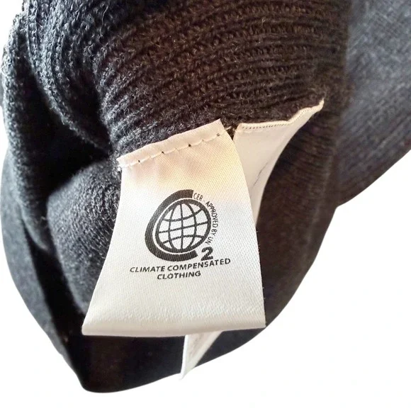 GANNI Black Ribbed Merino Wool Lace Up V Neck Tunic Top Dress Women's Size M - Picture 10 of 13